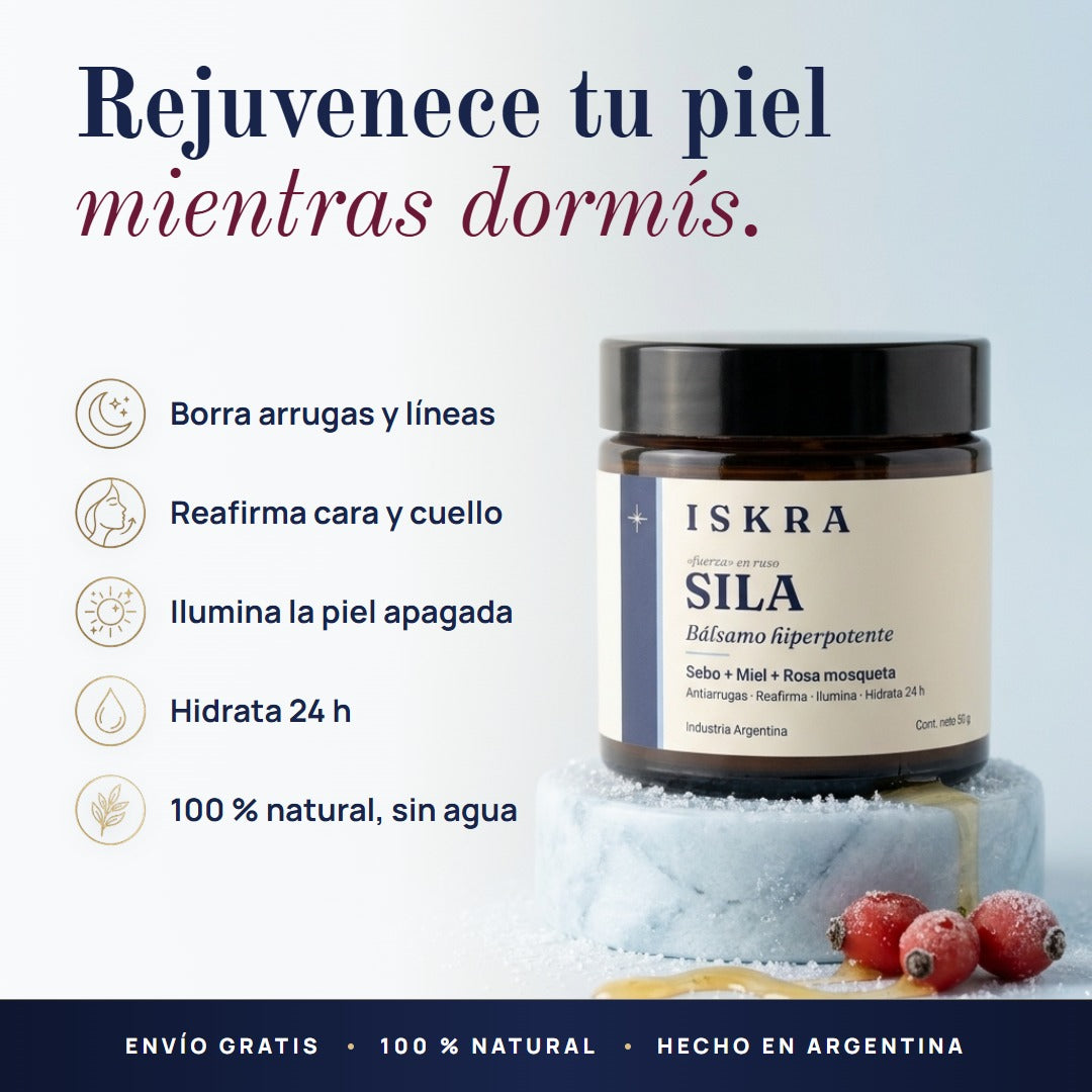 ISKRA SILA, bálsamo facial hiperpotente: rejuvenece tu piel mientras dormís
